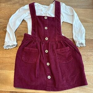 Purebaby corduroy maroon overall dress